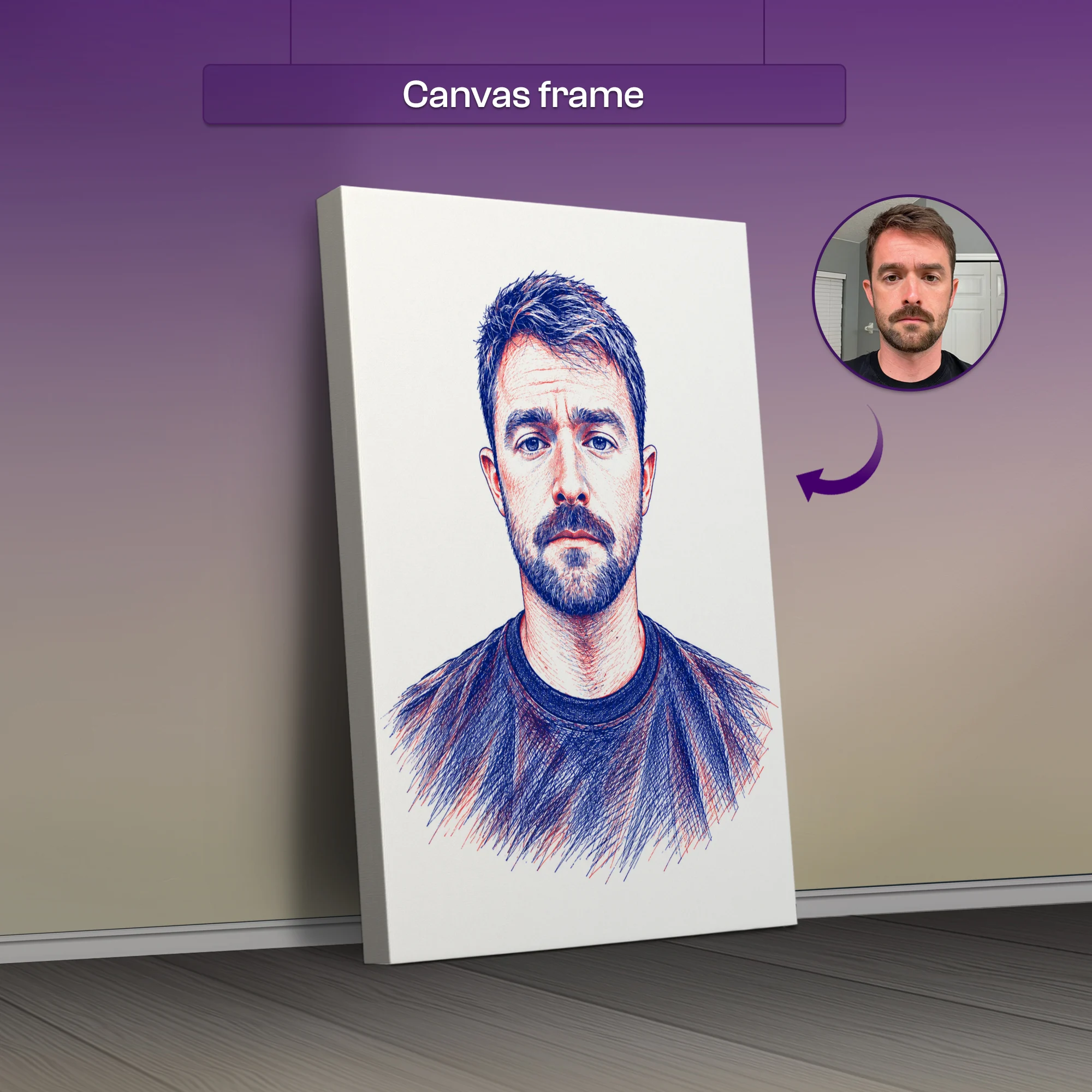 Duotone Pen Sketch Ai Portrait Art - Image 3