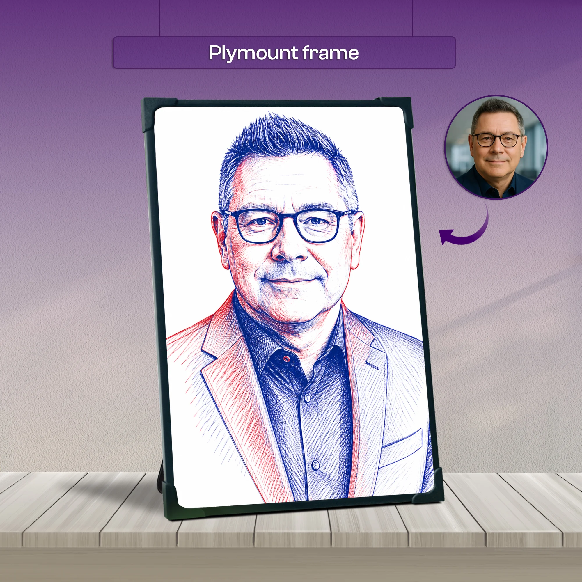 Duotone Pen Sketch Ai Portrait Art - Image 2