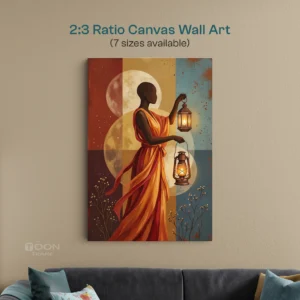 Celestial Lantern Woman Canvas Wall Art