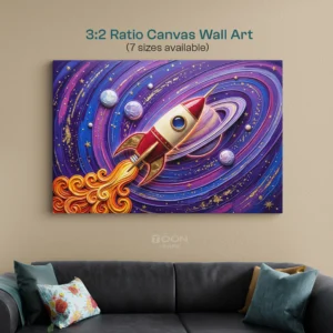 Cosmic Rocket Canvas Wall Art