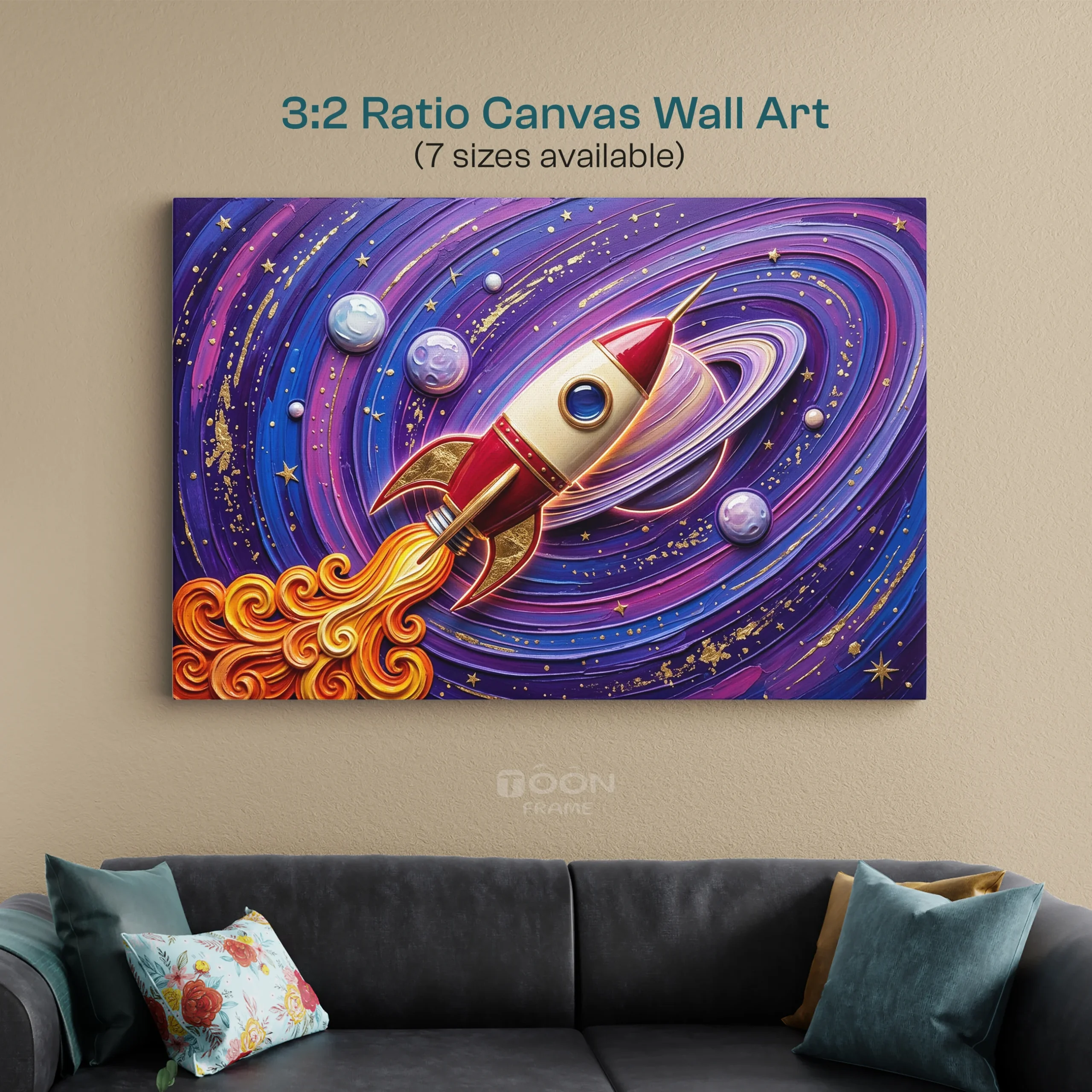 Cosmic Rocket Canvas Wall Art