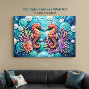 Colorful Seahorse Canvas Wall Art
