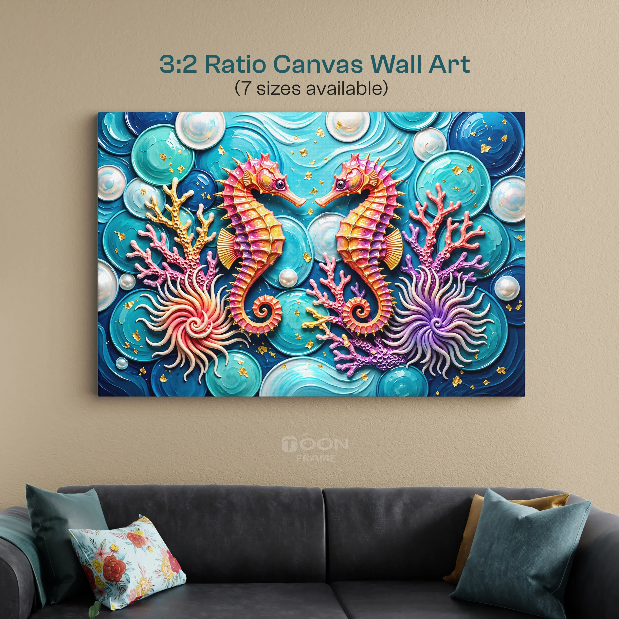 Colorful Seahorse Canvas Wall Art