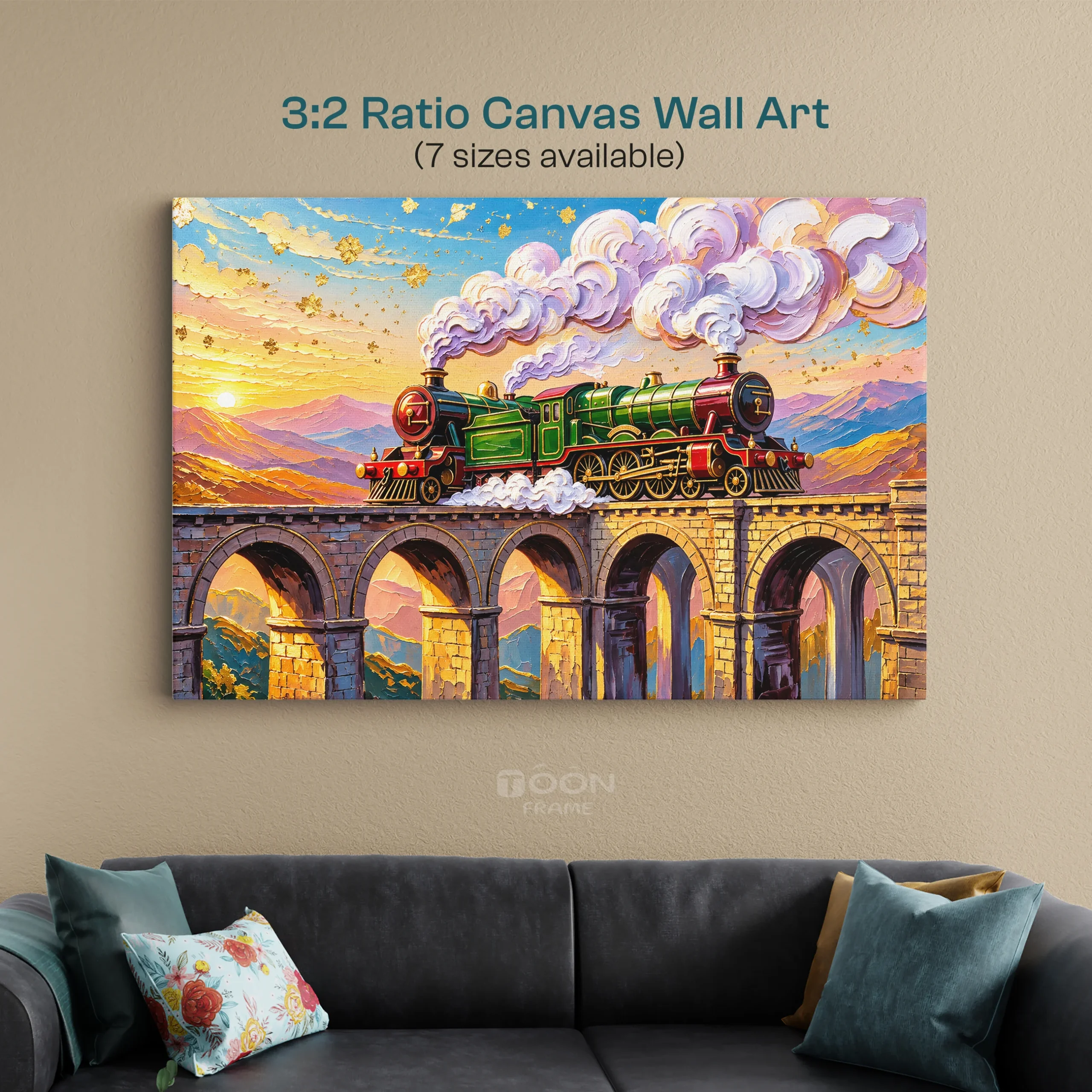 Vintage Steam Train Canvas Wall Art