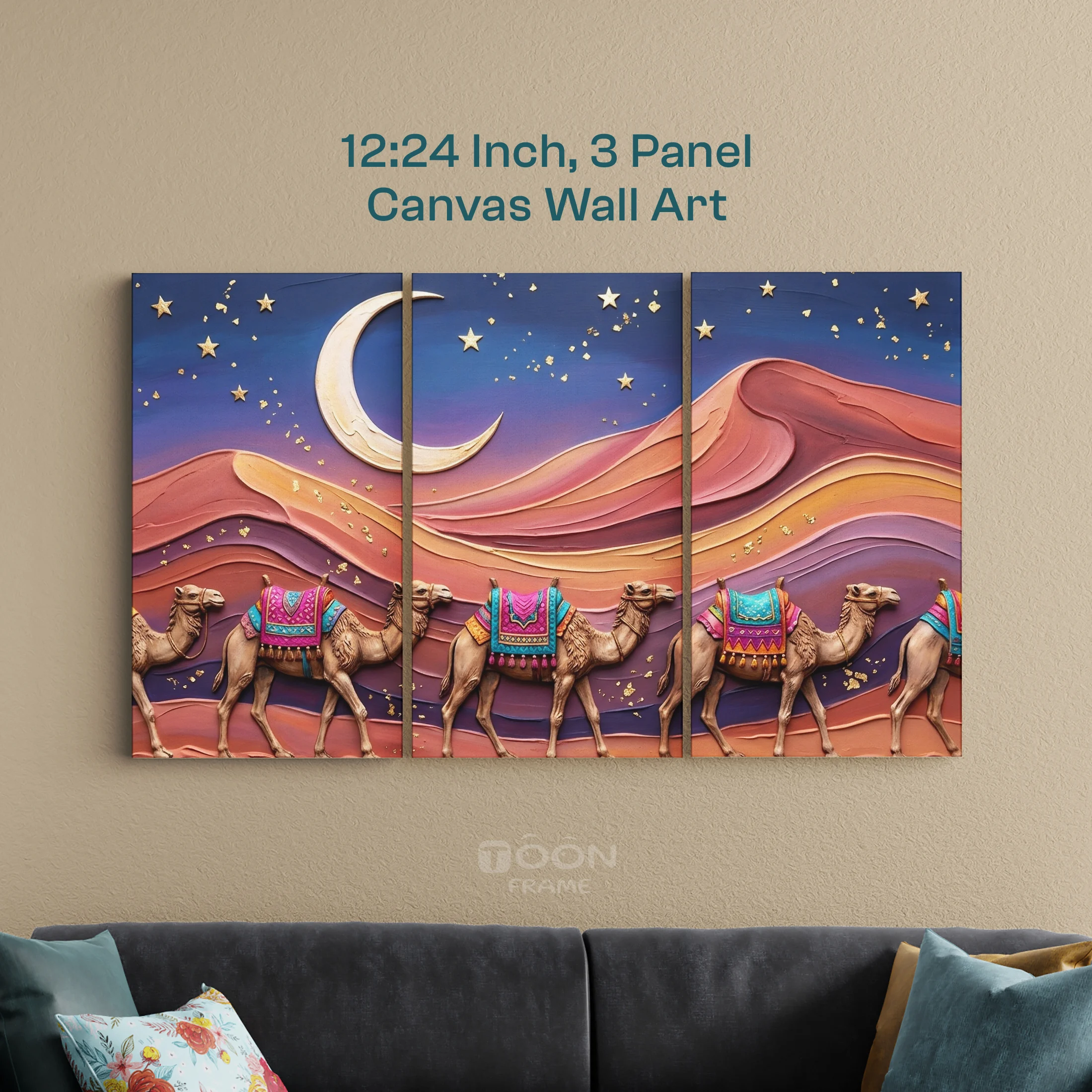 Desert Camel 3-Piece Canvas Wall Art - Image 2