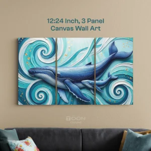 Blue Whale 3-Piece Canvas Wall Art