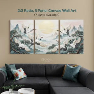 Elegant Crane Birds 3-Panel Canvas Wall Art