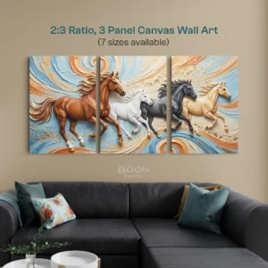 Running Horses 3-Panel Canvas Wall Art