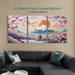 Japanese Mount Fuji 3-Panel Canvas Wall Art