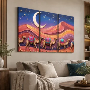 Desert Camel 3-Piece Canvas Wall Art