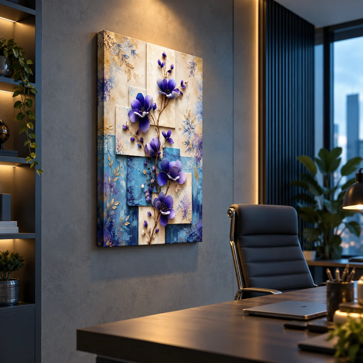Purple Floral Abstract Canvas Wall Art - Image 2