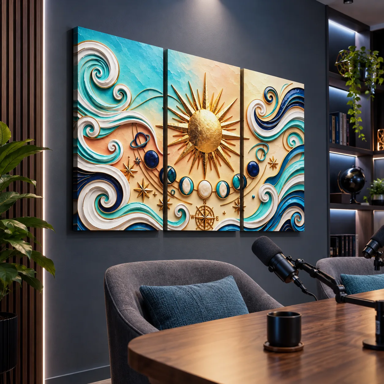 Sun & Ocean Waves 3-Piece Canvas Wall Art - Image 2