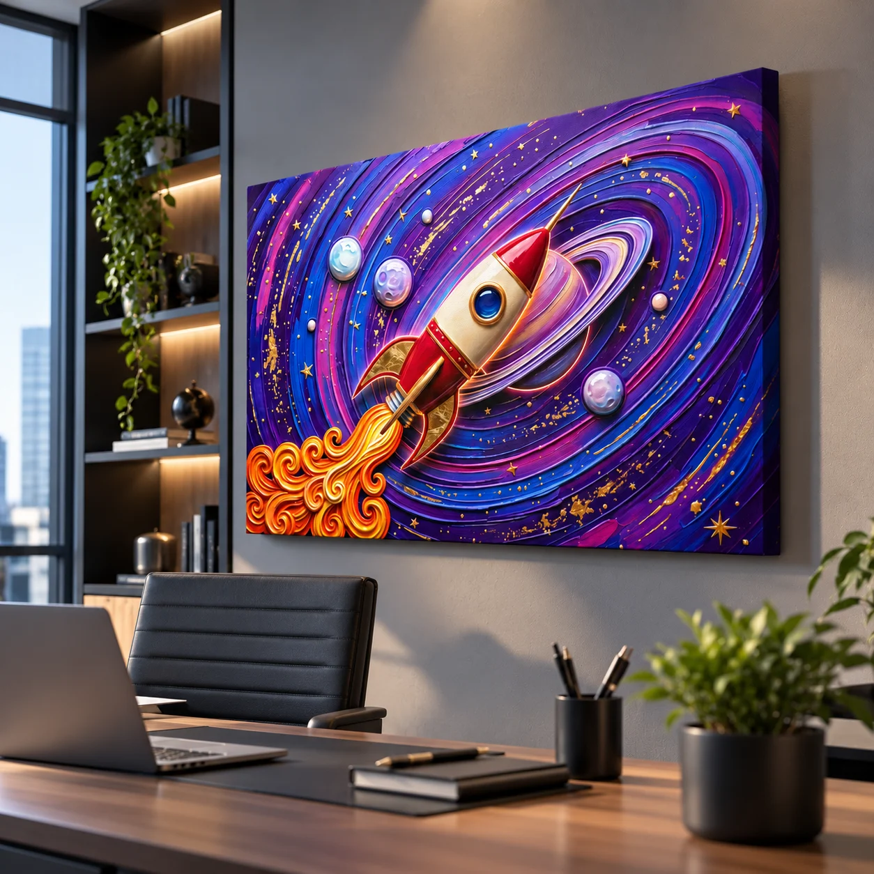 Cosmic Rocket Canvas Wall Art - Image 2