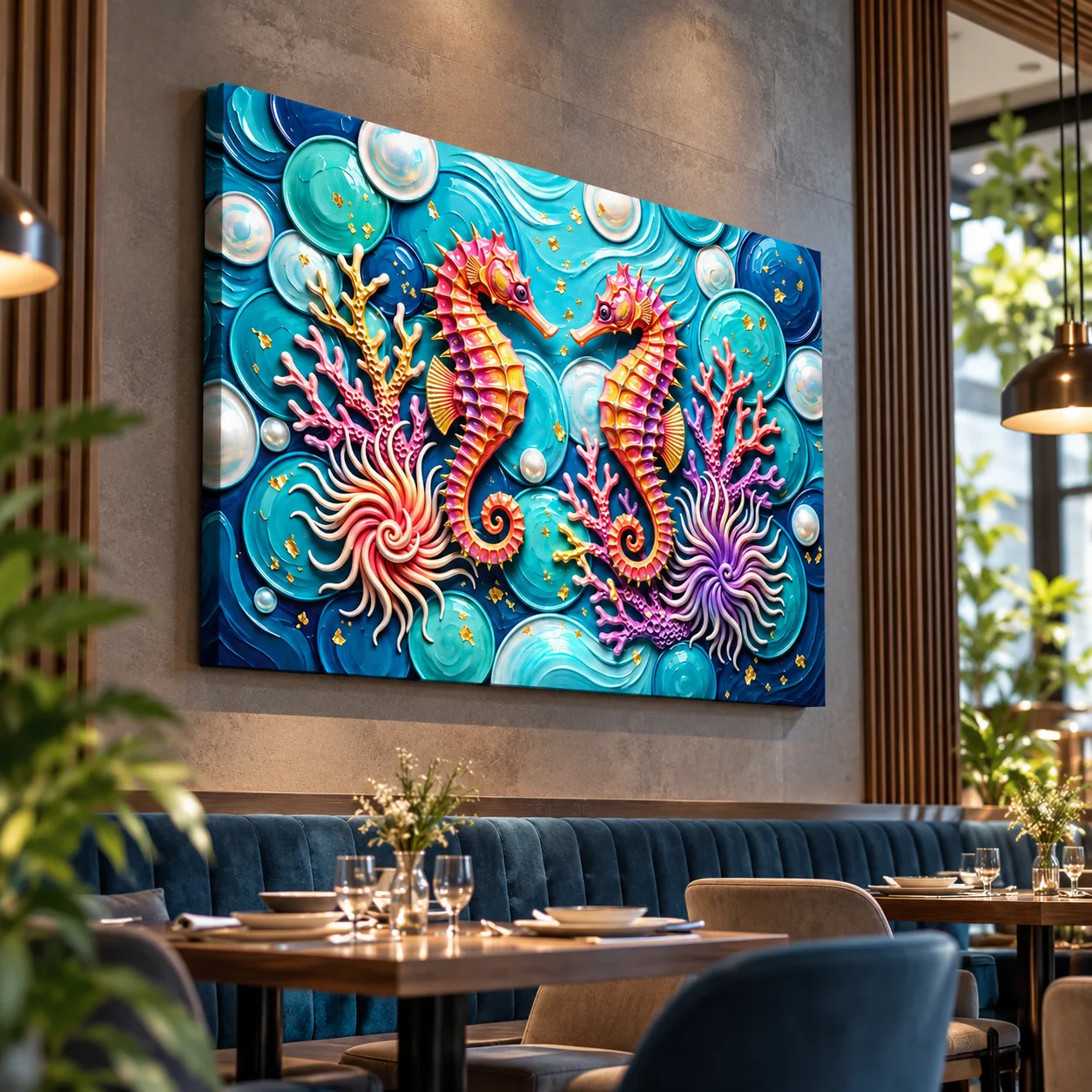 Colorful Seahorse Canvas Wall Art - Image 2